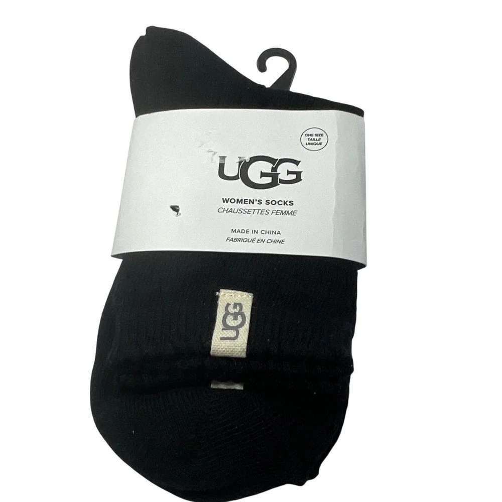 UGG Women One Size‎ Black Cotton Nylon Blend Crew Socks Comfort Everyday Wear